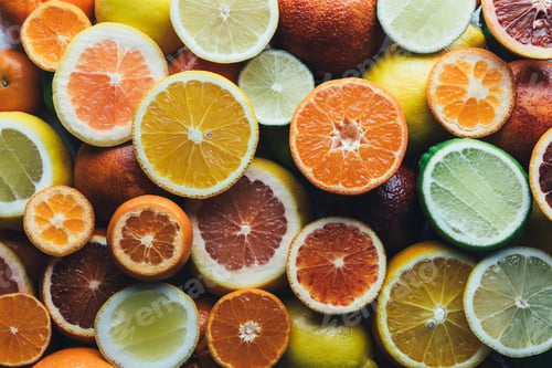 Preview: Mix of different citrus fruits closeup