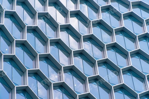 Preview: Office buildings windows. Glass architecture facade design with reflection