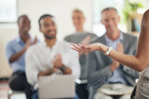 Preview: What can I say Im brilliant. Shot of a group of business people applauding during a presentation.