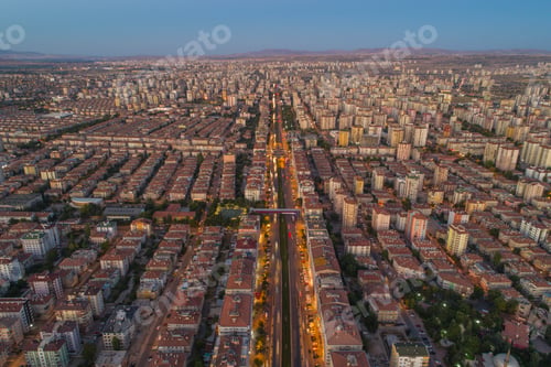 Preview: Aerial Night Vertical View Of City Street Traffic Buildings