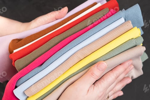 Preview: Colorful Ribbed Fabric Swatches in a Stack