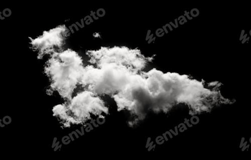 Preview: white clouds isolated on black background