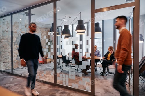Preview: In the dynamic hustle and bustle of a business environment, a group of young business professionals