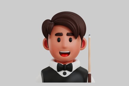 Preview: Billiard player cartoon character