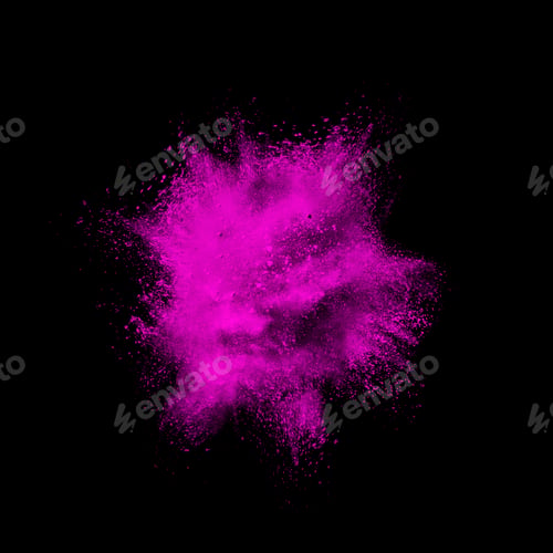 Preview: Pink dust exploding mid air against black background
