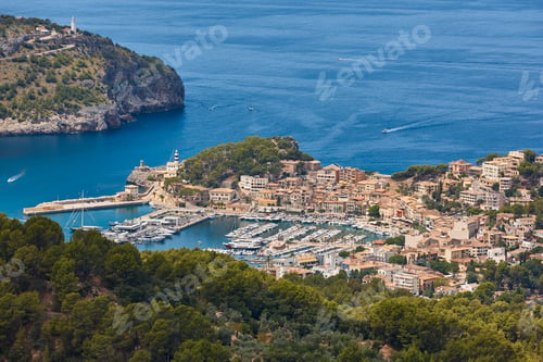 Preview: Mediterranean coastline in Mallorca archipelago. Soller village and harbor. Spain