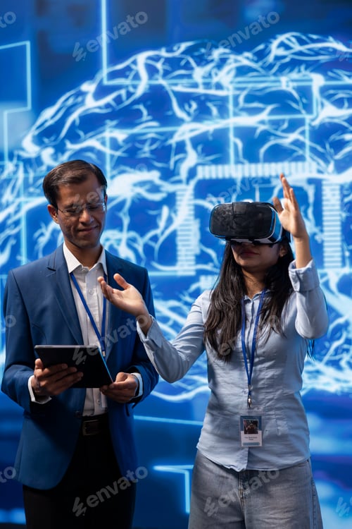 Preview: Expert doing VR demonstration at AI tech summit event