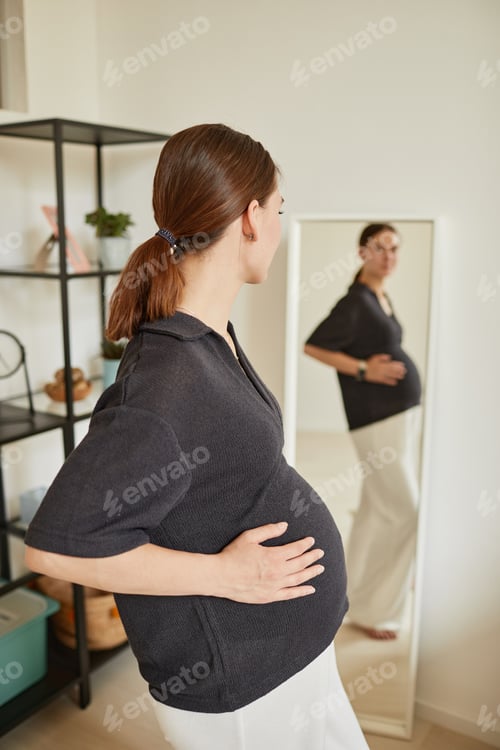 Preview: Pregnant Woman Looking In Mirror