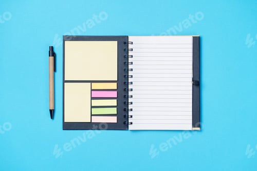 Preview: Spiral notebook on a blue background