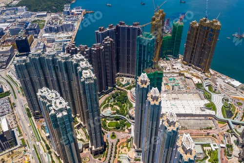 Preview: Tseung Kwan O, Hong Kong 13 June 2020: Top view of Hong Kong city