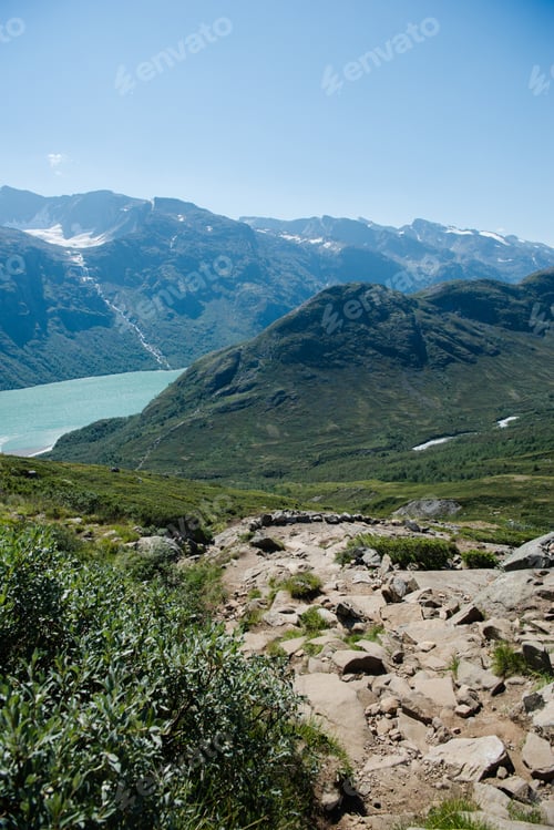 Preview: Besseggen ridge over Gjende lake in Jotunheimen National Park, Norway