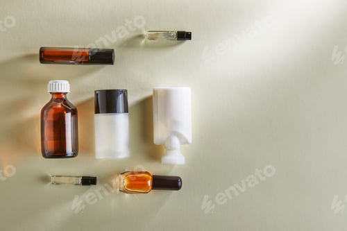 Preview: Variety of blanks for hand cream, perfumery, shower gel, bottles without labels on white background