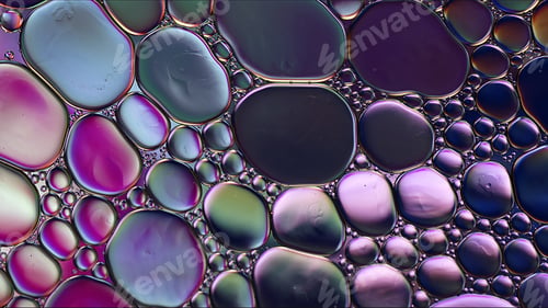 Preview: Abstract Colorful Food Oil Drops Bubbles and spheres Flowing on Water Surface