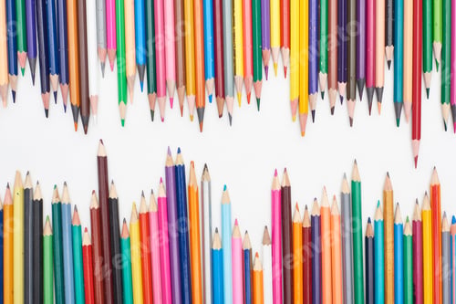Preview: Two Lines of Different Sizes Color Pencils Isolated on White