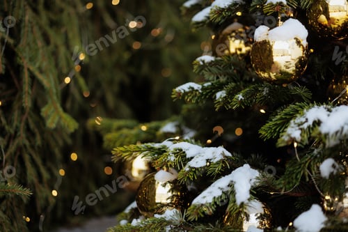Preview: Snow-covered fir branches.
