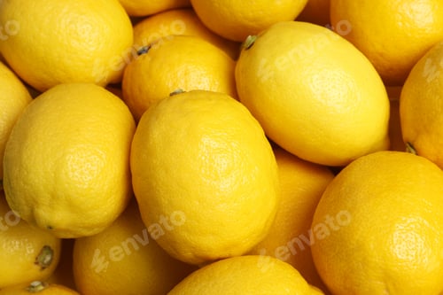 Preview: Many fresh ripe lemons as background, top view