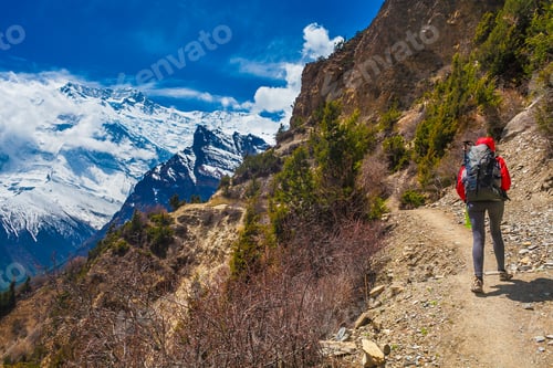 Preview: Beautiful Traveler Photo Woman Backpacker Mountains Landscape
