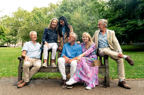 Preview: Senior group old buddies reunion in London