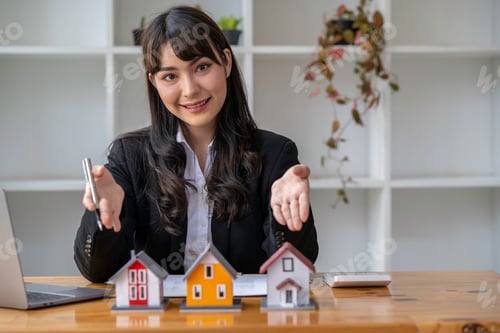 Preview: Portrait of a real estate agent or buyers are offering discounts on home insurance Sign a contract t