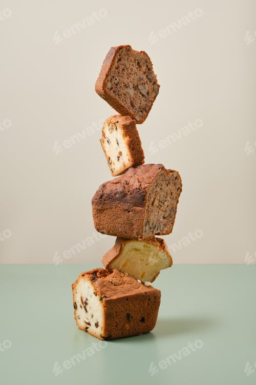 Preview: Stacked pieces of biscuit cupcakes