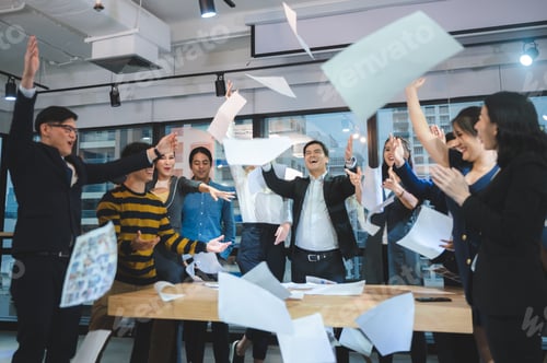 Preview: winer businessman person success in business and celebration with a professional corporate team