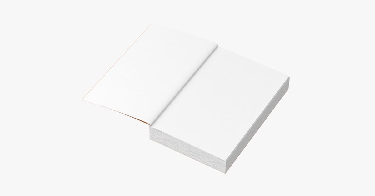 Open Paperback Book Mockup with Blank Pages 3D, Incl. blank & cover ...