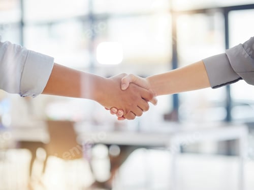 Preview: Handshake closeup, partnership and business meeting, collaboration or b2b welcome, thank you and su