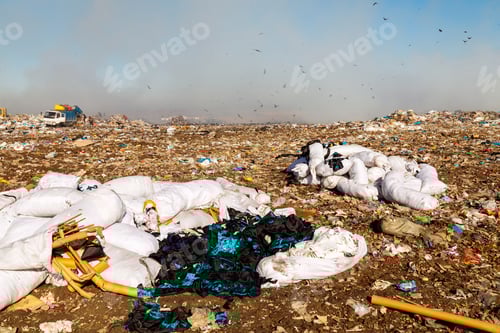 Preview: Burning trash piles in landfill