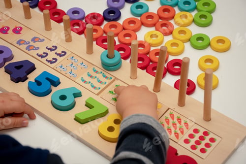 Preview: Baby early development. Wooden stack and count learning game. Learn Colors and numbers