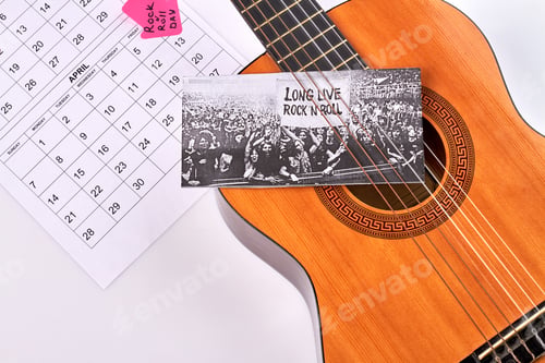 Preview: Concept of rock n roll day marked in the calendar.