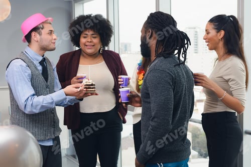 Preview: meeting with colleagues in the office after singing birthday