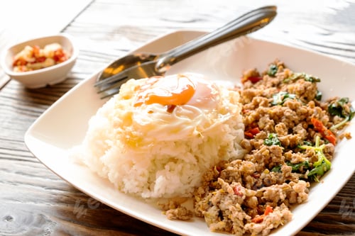 Preview: Fried Rice With Minced Pork Basil And Fried Egg