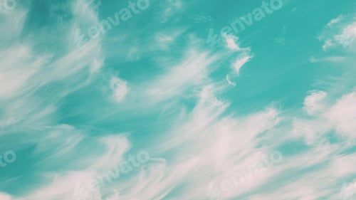 Preview: Light Cirrus Clouds Cloud Sky In Blue Aquamarine pale-blue colors Moving In Sky. Natural Background