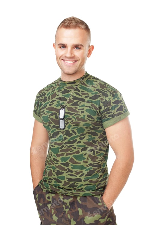 Preview: Portrait of young smiling army soldier