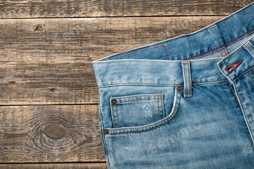 Preview: Blue Jeans on wooden background
