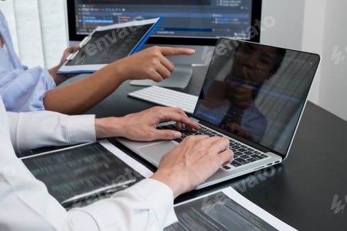 Preview: Team of programmers working with computer programming, professional development