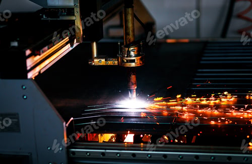 Preview: Industrial cnc plasma cutting metal plate.