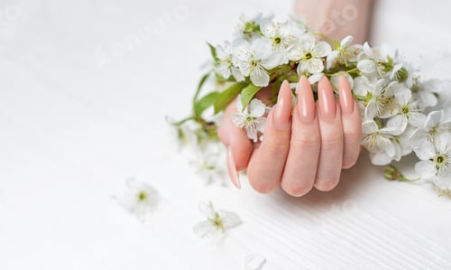 Preview: Elegant pastel pink natural manicure.