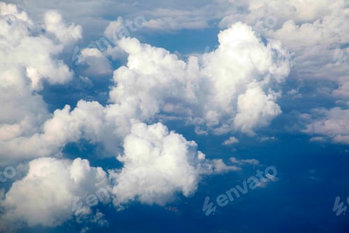 Preview: Above the stratosphere. Blue sea and clouds.