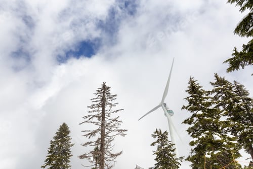 Preview: Wind Turbine on top of Grouse Mountain during cloudy winter season