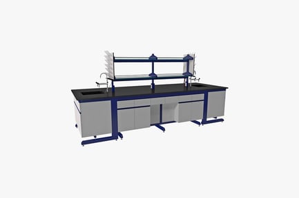 Preview: Laboratory bench with storage and shelving