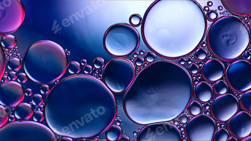 Preview: Abstract Colorful Food Oil Drops Bubbles and spheres Flowing on Water Surface