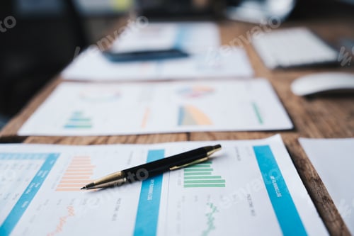 Preview: charts, financial graphs showing results are analyzing and calculating planning strategies, business