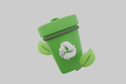 Preview: Green recycling bin with leaves