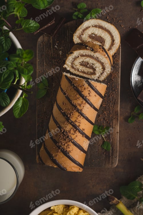 Preview: Homemade chocolate banana roll cake