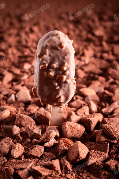Preview: Sweet almond ice cream made of nuts and chocolate icing.