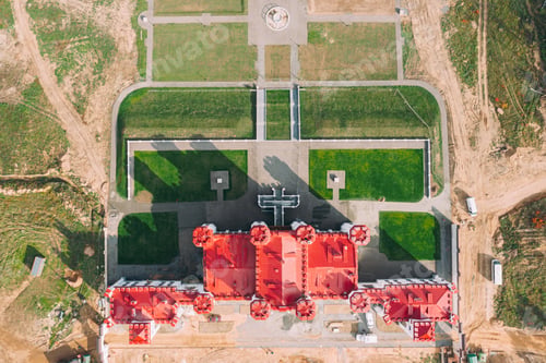 Preview: Kosava, Belarus. Aerial Bird's-eye View Of Famous Popular Historic Landmark Kosava Castle