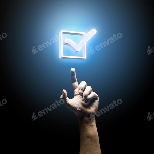 Preview: Human Hand Pointing With Finger At Tick