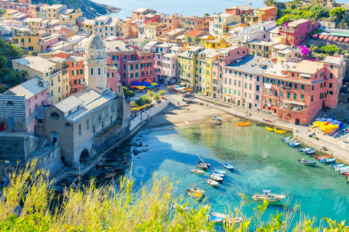 Preview: View on beautiful Vernazza town from above. Vernazza is one of the most popular old village in