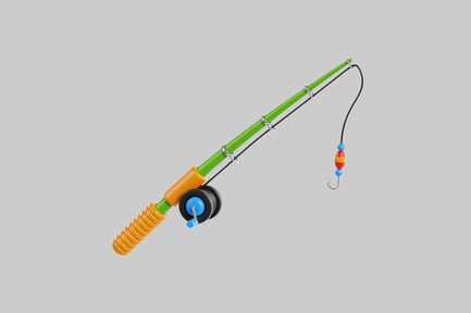 Vista previa: Caña de pescar de dibujos animados con señuelo